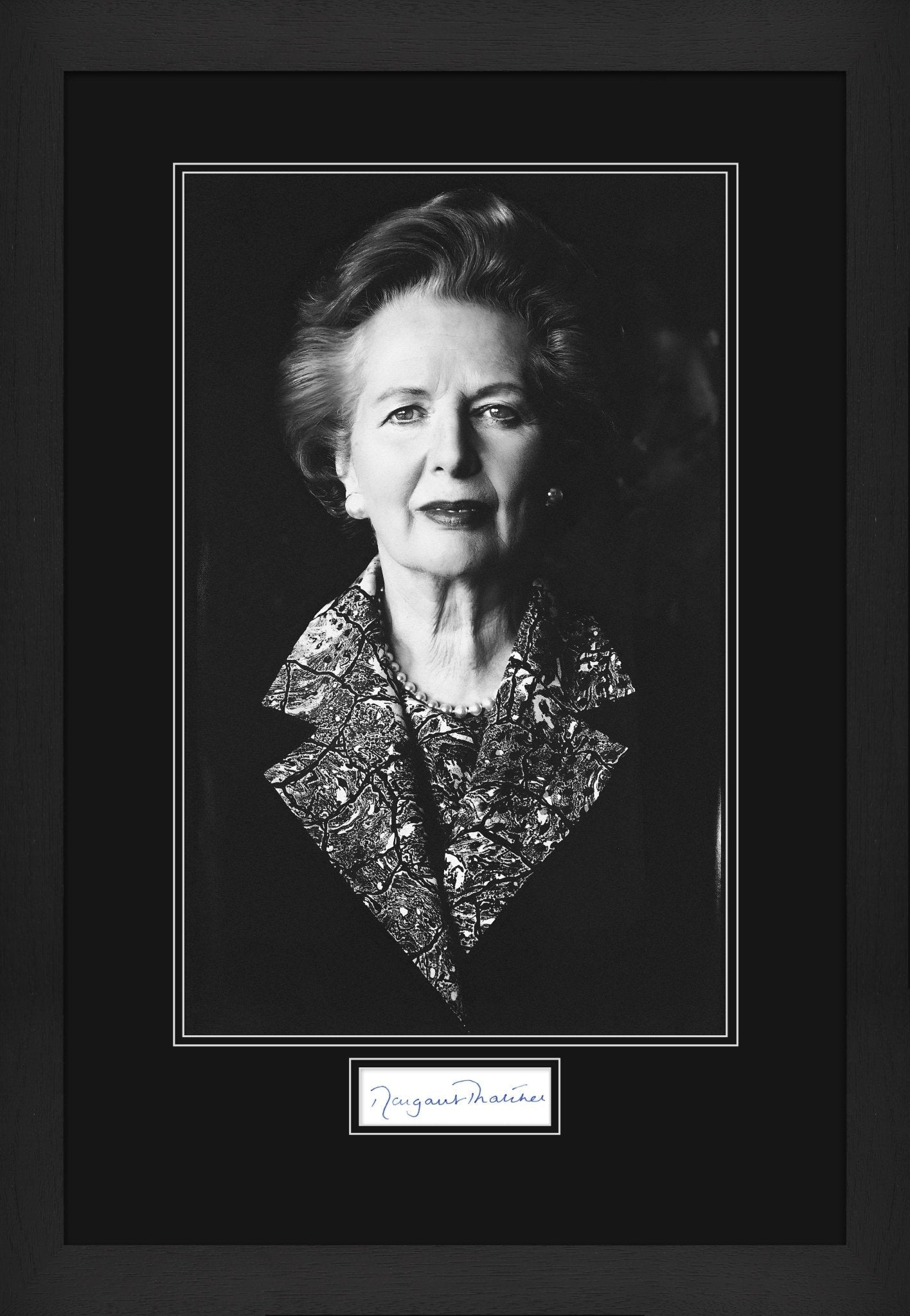 Margaret Thatcher Signed Whitecard Framed Display - Memorabilia Framers Shop
